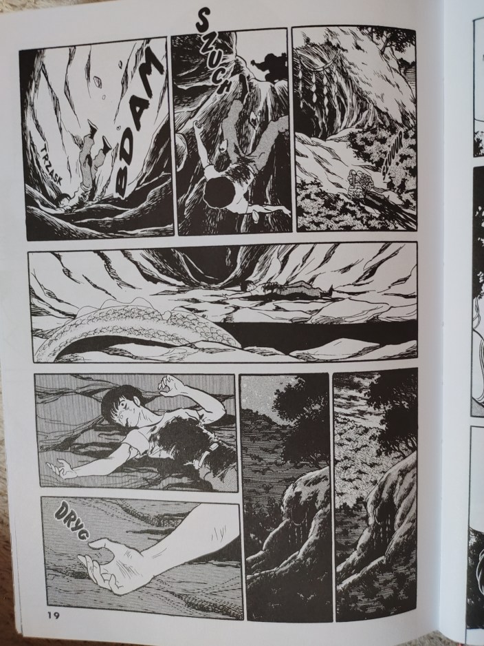 Strona z Syrenich opowieści, przedstawiająca śmierć pewnej postaci